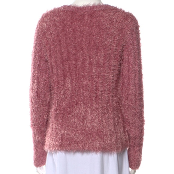 Sies Marjan S Wool Blend Sweater Pink Tinsel Ribbed Scoop Neck Sparkly Fuzzy - Picture 3 of 3